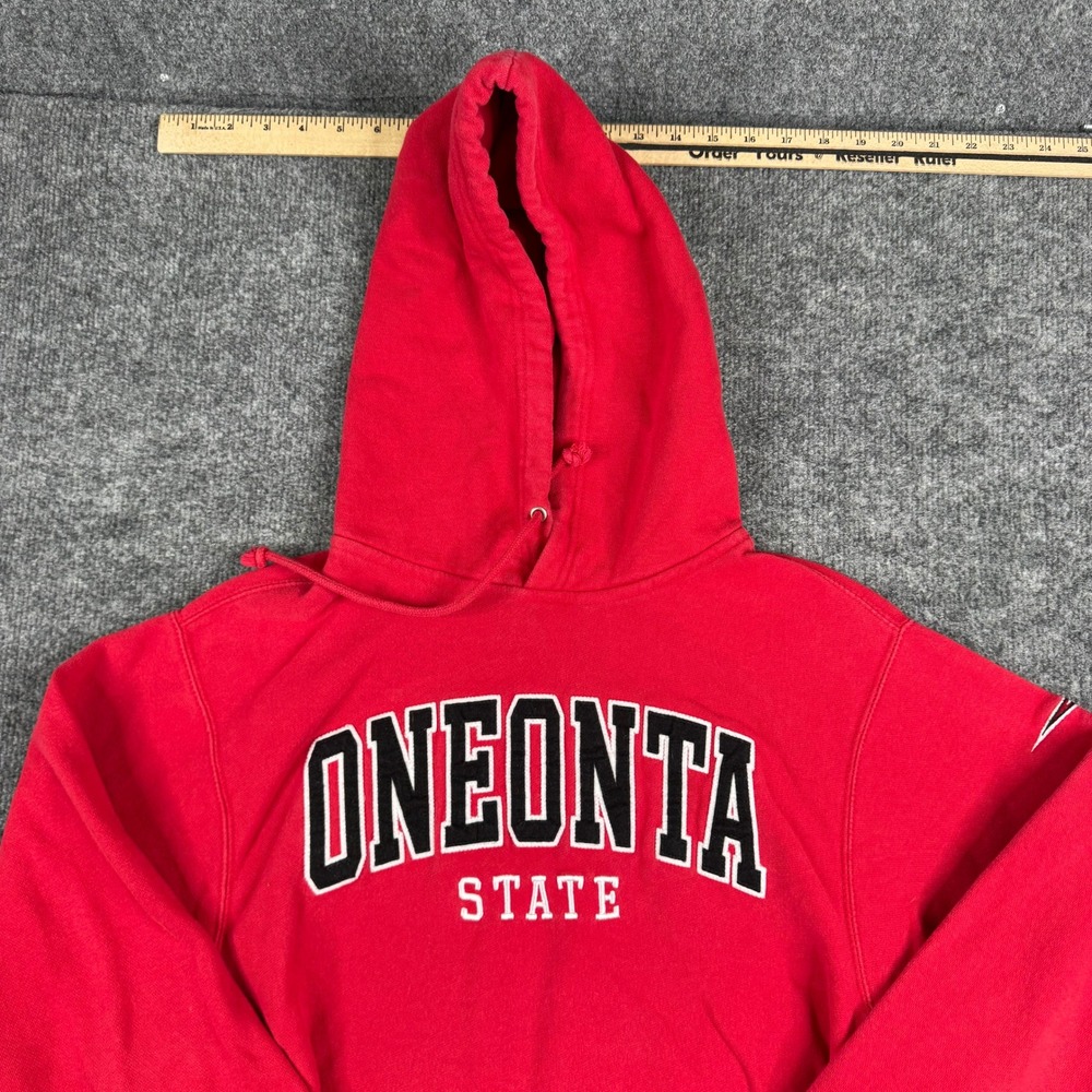 MV Sport Hoodie Mens S Red Oneonta State Pro-Weave Collegiate Graphic Sweatshirt